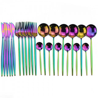 24PCs White Gold Dinnerware Set