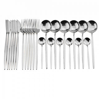 24PCs White Gold Dinnerware Set