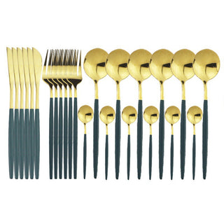 24PCs White Gold Dinnerware Set
