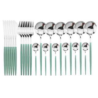 24PCs White Gold Dinnerware Set