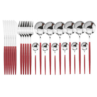 24PCs White Gold Dinnerware Set