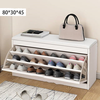 Cushioned Shoe Bench With Storage