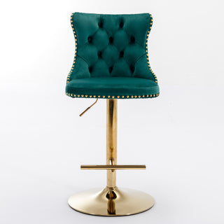 Laila Golden Swivel Velvet Barstools (Set Of 2)