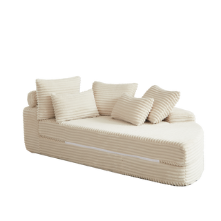 78.5-Inch Corduroy Semi-Circular 2-in-1 Sofa Bed, Designer Recliner With Neck Pillow And Five Throw Pillows In Living Room