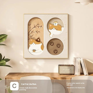 Cute Cat Cream Style Decorative Painting