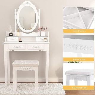 Vanity Table Set with Cushioned Stool