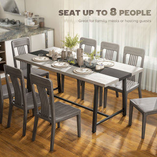 Industrial Kitchen Table for 8 People, 70.9" Long Dining Table with Large Tabletop and Steel Legs for Dining Room, Gray