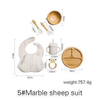 7Pcs Wooden Feeding Tableware Sets