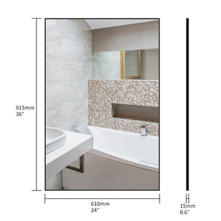 Modern Black Aluminum Bathroom Wall Mirror