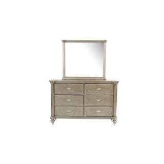 Walnut Antique 6-Drawer Dresser with Mirror