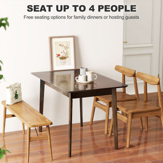47.2 Rectangle Dining Table For 4, Mid-Century Modern Kitchen Table With Rubber Wood Frame For Dining Room, Mahogany