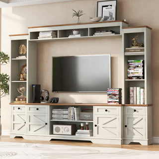 U-Can 98.8 W Wall Unit Entertainment Center With Bookshelves For TVs Up To 80, Modern TV Stand Media Console With Cabinets And Adjustable Shelves For Living Room