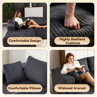 108-inch Modular Combination Sofa, Modern Modular L-shaped Sofa With A Lounge Chair, Upholstered Boneless Sofa