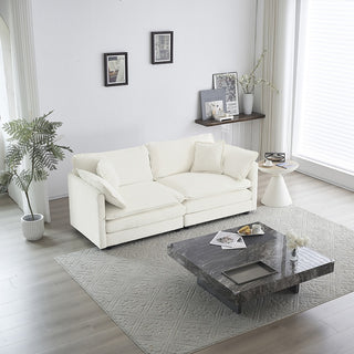 Modern Fabric Double Sofa With 4 Pillows