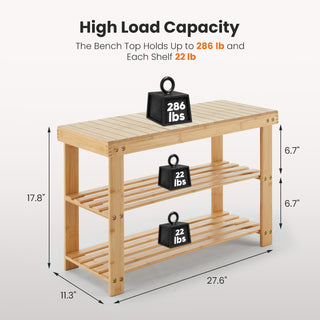 3-Tier Bamboo Shoe Bench Organizer