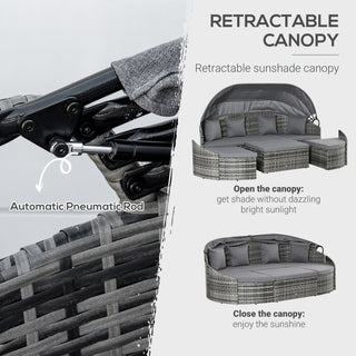 Convertible Rattan Daybed Sectional, Grey