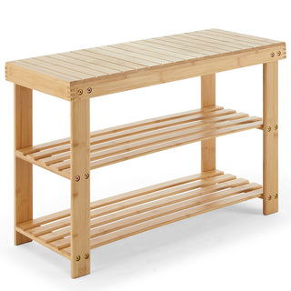 3-Tier Bamboo Shoe Bench Organizer