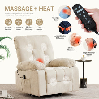 Rocking Chair And Lounge Chair, Rotating Lounge Chair With Vibration Massage And Lumbar Heating