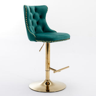 Laila Golden Swivel Velvet Barstools (Set Of 2)
