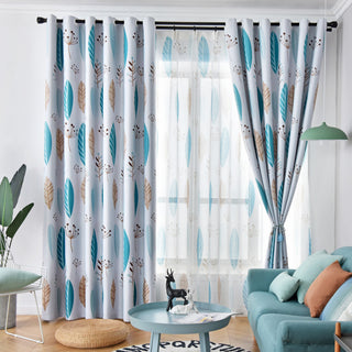 Nordic Style Leaf Shading Curtains