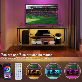 There Are Installation Videos And Scene Videos. TV Socket And LED Light - TV Stand TV Up To 55  Small Unit Modern TV Console Suitable For Living Room And Bedroom, Light Grey