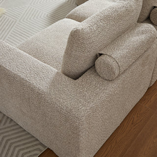 99-Inch Chenille Cloud Curved Sectional Sofa With Chaise, L-Shaped Modern Boneless Couch With Deep Seats, Chenille Sectional Sofa For Living Room And Bedroom, No Assembly Required