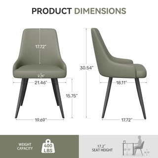 Modern Dining Chairs Set Of 2, Faux Leather Upholstered Dining Room Chairs With Widened Seat, Armless Side Chairs With Metal Legs