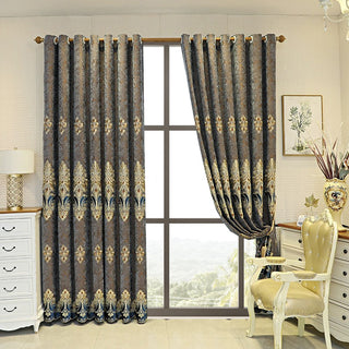 Luxury Velvet Embroidered Blackout Curtains