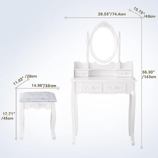 Vanity Table Set with Cushioned Stool
