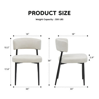 Modern Dining Chairs Set Of 4, Upholstered Dining Chairs With Curved Backrest,Sturdy Metal Frame