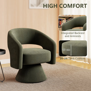 Swivel Barrel Accent Chair, Modern Upholstered Living Room Chair With Thick Padding For Reading, Green