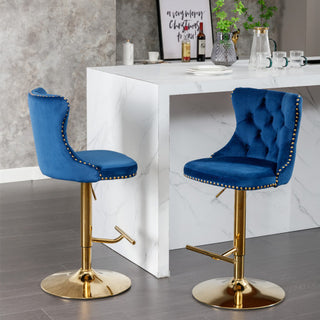 Sasha Velvet Swivel Barstools (Set of 2)