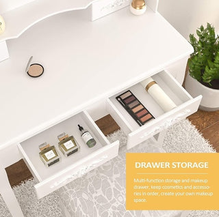 Vanity Table Set with Cushioned Stool