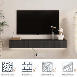 Floating TV Stand Wall Mounted With 16 Color LEDs,65inch Modern TV Stand, Floating TV Cabinet Entertainment Center For 55 60 65 Inch TV