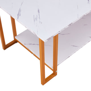 D & N White Marble Coffee Table with Gold Legs – Elegant &amp; Modern Design