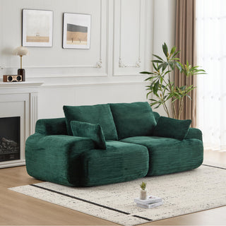 Modern Memory Foam Compressed Sofa,2 Seater Large Sectional Couches For Living Room,Pet-Friendly Cloud Modular Sectional Sofa,Corduroy Fabric,Extra Deep Loveseat,No Assembly Required, Green
