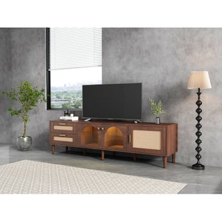 Rattan TV Stand with LED Lights