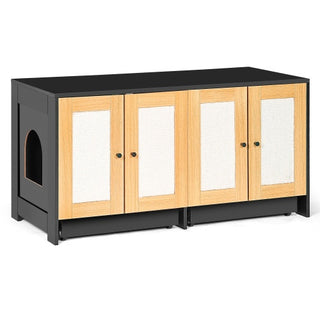 Double Cat Litter Box Enclosure Furniture