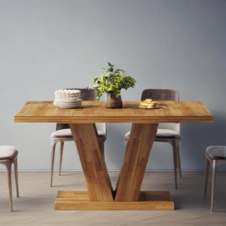 47-Inch Dining Table For 4, Walnut Brown Kitchen Dinner Table With Heavy Duty Pedestal, Farmhouse Wooden Eating Table