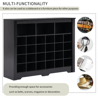Modern Curved Black Shoe Cabinet