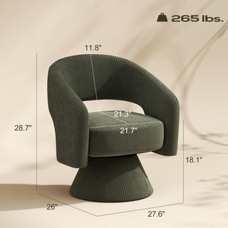 Swivel Barrel Accent Chair, Modern Upholstered Living Room Chair With Thick Padding For Reading, Green