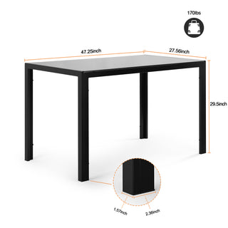 5 Pieces Dining Table Set Kitchen Tempered Glass Dining Table 4 Faux Leather Chairs