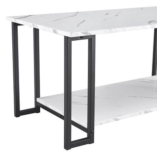 D & N Coffee Table – Stylish &amp; Durable Marble MDF with Iron Legs