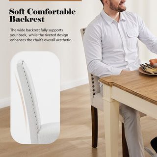 Modern Armless Dining Chairs With Upholstered Fabric,Nailhead Trim And Wood Legs