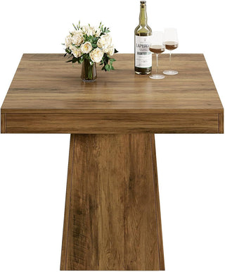 Square Dining Table For 4, 31.5-Inch Small Kitchen Table With Sturdy Pedestal Base, Farmhouse Dinner Table