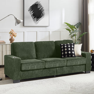 83.86 Corduroy Fabric Sofa,Modern Compressed Couch,3  Seater Sofa, Furniture For Living Room,Bedroom,office ,Green