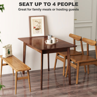 47.2" Rectangle Dining Table For 4, Mid-Century Modern Kitchen Table With Rubber Wood Legs For Dining Room, Walnut