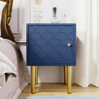 Navy Blue Solid Wood Bedside Tables