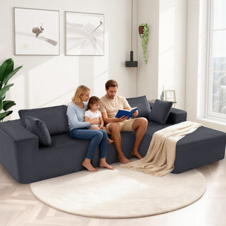 108-inch Modular Combination Sofa, Modern Modular L-shaped Sofa With A Lounge Chair, Upholstered Boneless Sofa