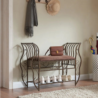 Upholstered Shoe Rack Bench Organizer